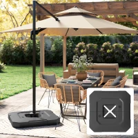 Outsunny Set 2 Greutăți pentru Bază Umbrelă cu Braț Lateral din HDPE, Reumplibile până la 105 kg, 101x101x12 cm, Negru(m-2)