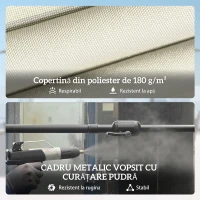 Outsunny Umbrelă Dublă de Grădină 3x1.5 m, Umbrelă de Exterior cu Sac de Nisip, Anti UV 50+, Bej(m-7)