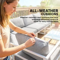 Outsunny 6 Seater Aluminium Garden Furniture Set, Garden Sofa Set with Thick Cushions for Patio and Balcony, Outdoor, Light Grey(m-5)