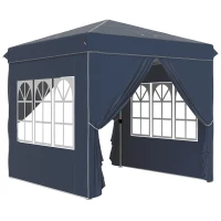Outsunny Gazebo pop-up 2,5x2,5 m con pareti laterali e borsa, Blu scuro(m-1)