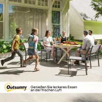 Outsunny Tavolo da giardino Ø118 cm in alluminio con design a doghe, Teak(m-5)