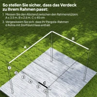 Outsunny Ersatzdach für 4 x 3 m Pergola, einziehbar, mit Regenabflusslöchern, wetterfest, Polyester, Kaffee(m-4)