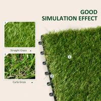 Outsunny 10-Piece Artificial Grass Set, Weatherproof Turf Tiles, 25mm Pile Height, Outdoor Carpet for Garden, Balcony & Patio, 30 x 30cm, Dark Green(m-6)