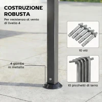 Outsunny Gazebo da Giardino con Tetto Estensibile, 3.2x3.2 m, Grigio(m-7)
