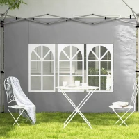 Outsunny 2er-Set Seitenteile für Pavillon 3x3/3x4 m, Seitenwand mit Fenster, wasserdicht Hellgrau(m-7)