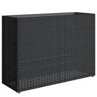 Outsunny Fioriera rialzata in rattan con vasca rimovibile e piedini regolabili, Nero(m-1)