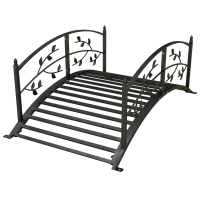 Outsunny Ponte da giardino con ringhiera decorativa, 119x67x47 cm, Nero