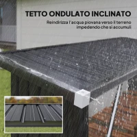 Outsunny Capanno Portalegna in Acciaio da Esterno, Base Rialzata e Tetto Inclinato, 213x66.5x150 cm, Grigio Scuro(m-6)