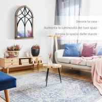 HOMCOM Specchio da Parete ad Arco con Dettagli Moderni e Ganci, in Legno e Vetro, 60x93 cm, Marrone e Nero(m-4)