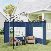 Outsunny 2er Set Seitenwände für Pavillon 3x3 3x6 Wasserdicht Seitenteile mit Fenster Blau(m-7)