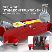 HOMCOM Hydraulischer Wagenheber Kompakt Überlastschutz Auto SUV 2t 120-300mm Rot Gelb(m-5)