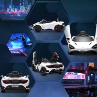 AIYAPLAY Auto elettrica per bambini con porte ad ala e telecomandata, avviamento morbido e luci LED, Bianco(m-5)