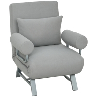 HOMCOM Sillón Cama Individual 3 en 1 Sofá Cama Plegable con Respaldo Ajustable y Cojín para Sala Dormitorio 73x78x81 cm Gris