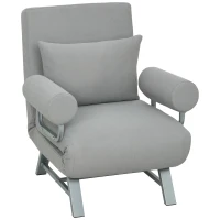 HOMCOM Sillón Cama Individual 3 en 1 Sofá Cama Plegable con Respaldo Ajustable y Cojín para Sala Dormitorio 73x78x81 cm Gris(m-1)
