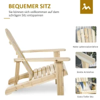 Outsunny Adirondack Stuhl wetterfest Adirondack Chair aus Holz Outdoor Gartenstuhl mit Hoher Rückenlehne Armlehnen(m-6)