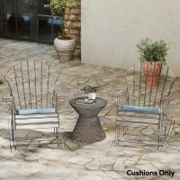 Outsunny Set of 6 Chair Cushion Seat Pads Dining Chair w/ Straps, Indoor Outdoor Removable Tie On Garden Patio, Light Grey(m-2)