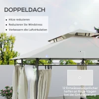 Outsunny Gartenpavillon Doppeldach, 6 Seitenteile, Wasserabweisend, Für Garten Terrasse, 4x3 m, Cremeweiß(m-4)