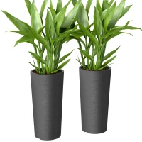 Outsunny 2er Set Blumentopf stapelbar Pflanzkübel mit Löcher 35x35 cm Pflanztöpfe Rund Dunkelgrau(m-10)
