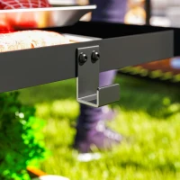 Outsunny Carrello barbecue 3 livelli con ripiani e ganci, 102x50x81 cm, Grigio carbone(m-5)