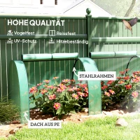 Outsunny Tunnelgewächshaus, 4 Fenster mit Reißverschluss, Stahlrahmen, robuste Plane, 395 x 100 x 80 cm, Grün(m-4)