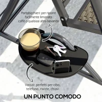 Outsunny Dondolo da Giardino 3 Posti in Rattan PE e Acciaio con Tettuccio e Portabicchieri, 204x112x150 cm, Grigio(m-7)