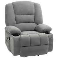 HOMCOM Fauteuil releveur relax électrique, fonction massage et chaleur, inclinaison réglable, repose-pied, télécommandes, gris