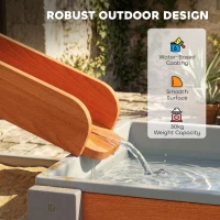 AIYAPLAY Zand- en Watertafel, Houten Watertafel, Speeltafel met Waterbaan, 2 Bakken Zandbak voor Kinderen van 3-8 Jaar Grijs(m-6)