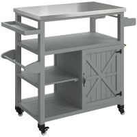 Outsunny Carrello barbecue con ruote e piano in acciaio inox, 107x49,5x92,5 cm, Grigio