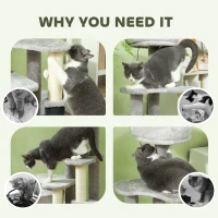 Drapak dla kota 87 cm z budką, do 5 kg, Jasnoszary(m-6)