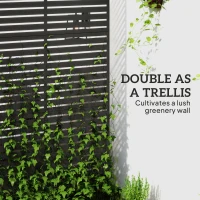 Outsunny Decorative Privacy Fence Screen, Metal Outdoor Privacy Screen Climbing Plant Trellis with Stand, 122 x 198 cm, Black(m-4)