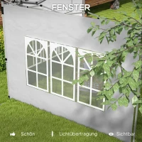 Outsunny 2er-Set Seitenteile für Pavillon 3x3/3x4 m, Seitenwand mit Fenster, wasserdicht Hellgrau(m-6)