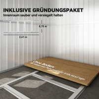 Outsunny Metallschuppen zur Aufbewahrung von Gartengeräten, mit Fenster, breite Tür, 260 x 177 x 190 cm, Grün(m-5)