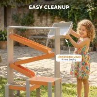 AIYAPLAY Zand- en Watertafel, Houten Watertafel, Speeltafel met Waterbaan, 2 Bakken Zandbak voor Kinderen van 3-8 Jaar Grijs(m-7)