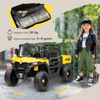 AIYAPLAY Kids Ride on Car, 12V Electric Kids UTV with Electric Dump Bed, 4-Wheel Suspension for 3-8 Years, Yellow(m-3)