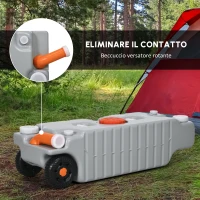 Outsunny Serbatoio d'Acqua Portatile da 75 Litri con Indicatore di Livello, 3 Ruote e Maniglia per Campeggio, Grigio(m-6)