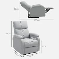 HOMCOM Poltrona relax reclinabile con schienale regolabile, poggiapiedi e poltrona imbottita per soggiorno, Grigio(m-3)