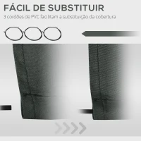 Outsunny Teto de Substituição para Toldo 382x240 cm Lona para Toldo com Dobras Proteção UV Impermeável para Pátio Cinzento(m-5)
