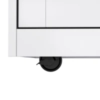 Contemporary Kitchen Storage Trolley with Foldable Dropleaf, Spacious Buffet with Towel Holders, 120L x 71W x 91.5H cm, White+Natural(m-14)