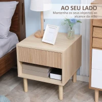 HOMCOM Mesa de Cabeceira com Gaveta e Prateleira Aberta Estilo Moderno para Quarto 47x47x50 cm Madeira(m-4)