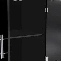 Contemporary Kitchen Storage Trolley with Foldable Dropleaf, Spacious Buffet with Towel Holders, 120L x 71W x 91.5H cm, Black+Natural(m-11)