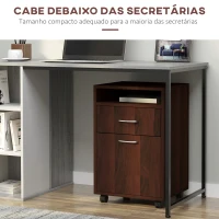 HOMCOM Bloco de Gavetas com Rodas Gaveta Compartimento Porta Arquivador Móvel para Escritório 40x35x60 cm Castanho Escuro(m-5)