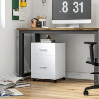 HOMCOM Bloco de Gaveta para Escritório com 2 Compartimentos com Rodas Arquivador Móvel para Arquivos A4 ou Documentos 39,5x39x58,5 cm Branco(m-9)