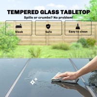 Outsunny Zestaw Mebli Ogrodowych 150 x 90cm Stół z 6 Oddychającymi Krzesłami Szkło Hartowane(m-7)