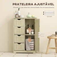 kleankin Armário de Casa de Banho Coluna Estreita com 4 Gavetas e Prateleira Ajustável Estilo Moderno 56x30x83 cm Madeira(m-5)