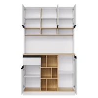 Stylish Kitchen Cabinet with Open Storage, Anti-Tip Protection, Versatile Sideboard for Dining and Living Areas, 105L x 45W x 185H cm, White(m-11)