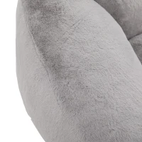 Shell-Shaped Sofa with High-Rebound Foam and Ergonomic Lumbar Support, Giant Sofa with Faux Fur, 100L x 90W x 57H cm, Light Gray(m-12)