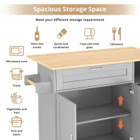 Versatile Kitchen Island with Foldable Worktop, Adjustable Shelves, Multifunctional Cabinet for Dining Areas, 132.5L x 44W x 90H cm, Gray(m-5)