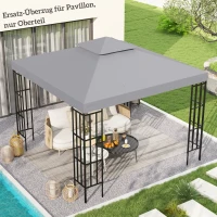 Outsunny Acoperiș de înlocuire pentru pavilion 3 x 3 m, impermeabil, acoperiș dublu cu orificii de scurgere, gri deschis(m-2)