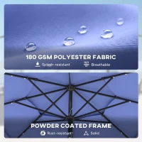 Outsunny 2.8 m Garden Parasol Umbrella with LED Solar Light, Parasol Cover, 3 Tier Outdoor Table Market Patio Umbrella, Navy Blue(m-8)