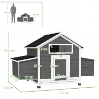 PawHut Chicken Coop, Wooden Outdoor Hen House with Nesting Box, Openable Waterproof Top, Pull-Out Tray, 150 x 100 x 97cm(m-3)